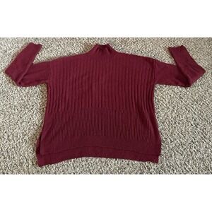 Time & Tru Women's Maroon Mock Neck Sweater Size Medium (8-10)